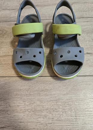 Дитячі сандалі crocs сірі, салатові розмір c13, устілка 19.1 см