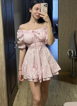 Коротка жіноча сукня рожева goldi