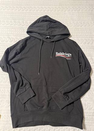 Худі balenciaga чорне з логотипом
