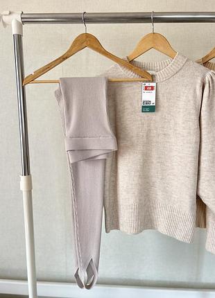 Трендові трикотажні лосіни /легінси зі штрипками в рубчик h&m