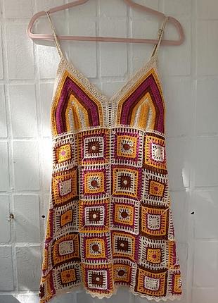Женское вязаное платье сарафан пляжная одежда primark