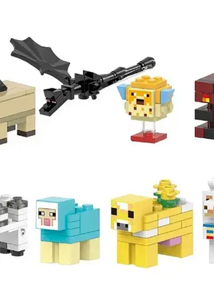 Конструктор фигурки майнкрафт minecraft 8 зверюшек