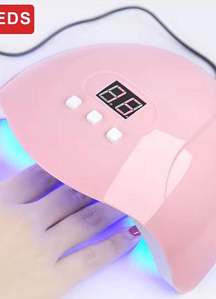 Лампа для сушіння нігтів uv/led (18 світлодіодів, рожева, usb) — компактна лампа для манікюру з дисплеєм і сенсором