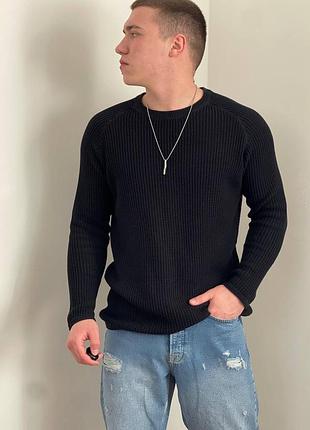 1385/ чорний базовий вафельний джемпер primark, однотонний, прімарк, светр, кофта
