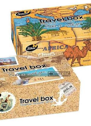 Серветки косметичні 100шт у коробці “travel box 2шари тм silken