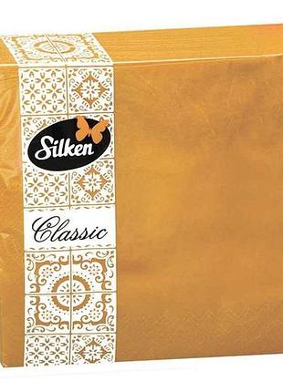 Серветки кольорова 50шт паперові 33*33см жовті 2шари тм silken