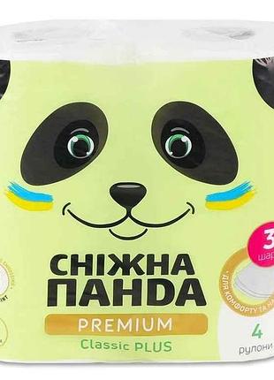 Туалетний папір 4рул 3шар класік плюс тм сніжна панда