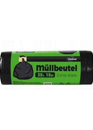 Пакеты для мусора 15шт 35л mullbeutel extra stark (надпрочные) тм delux