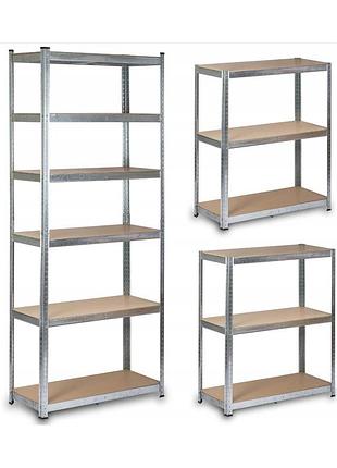 Стеллаж leobro premium 220х90х40 см, 6 полок, 175 кг на полку, сталь и мдф, для дома и офиса (lb-r120)