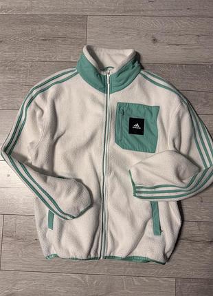 Флісова кофта adidas чоловіча біла з м'ятним