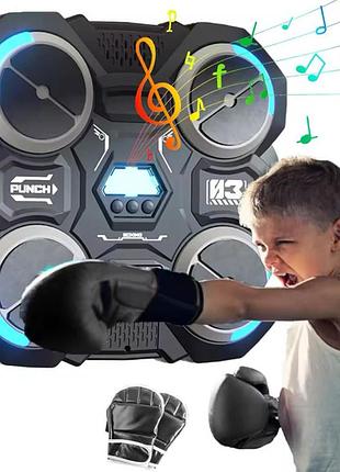 Настінний боксерський тренажер з музикою, rgb-підсвічуванням і 4 цілями, з рукавичками / музична груша для реакції