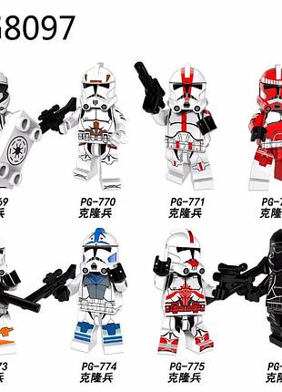 Фигурки человечки клоны штурмовики звёздные войны star wars 8 штук art4896