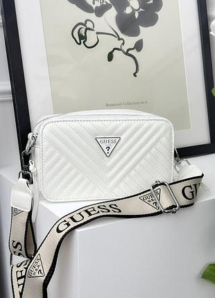 Сумка жіноча білий стьобаний guess гес крос-боді
