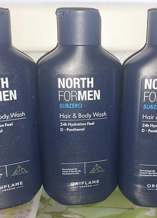 Набір із 3 штук  шампунь для волосся і тіла north for men subzero