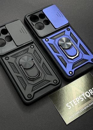 Чехол для motorola edge 50 neo бронированный противоударный с кольцом подставкой магнит черный