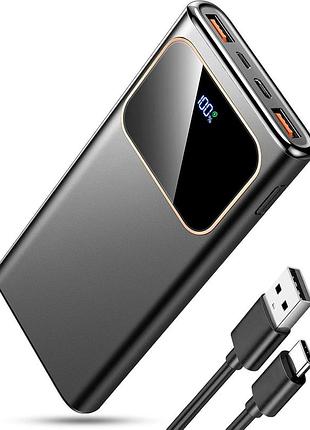 Rolosar dy201 - павербанк 10000 ма·год, швидка зарядка 15 вт, 3 виходи usb, цифровий дисплей, power bank