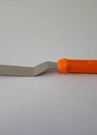 Шпатель кондитерский из нержавейки изогнут для крема и торта цветной лопатка с пластмассовой ручкой 27/15cm