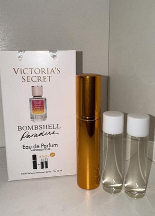 Подарунковий набір 3*15 мл victoria's secret воmbshell раradise / вікторія сікрет бомбшел парадайс/45 мл