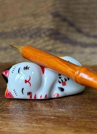 Керамічна підставка для пензлів у вигляді котика — тримач для пензликів, 5×1.5 см