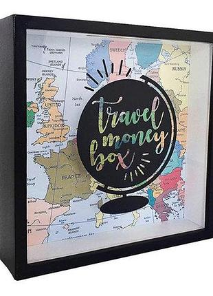 Дерев'яна скарбничка для грошей travel money box (глобус)