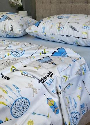 Комплект дитячої постільної білизни вігвам/блакитний, turkish flannel, дитячий