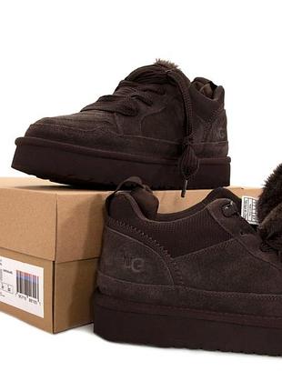 Угги жіночі ugg lowmel chocolate ❄️ хутро, черевики на зиму