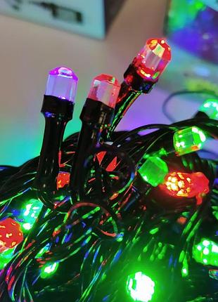 Гірлянда string нитка 500led 22м кристал rgb чорний дріт