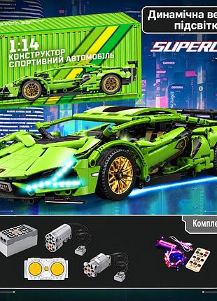Конструктор lamborghini sian 1:14 с радиоуправлением 2,4 ггц, электроприводом, управлением через смартфон, led-подсветка