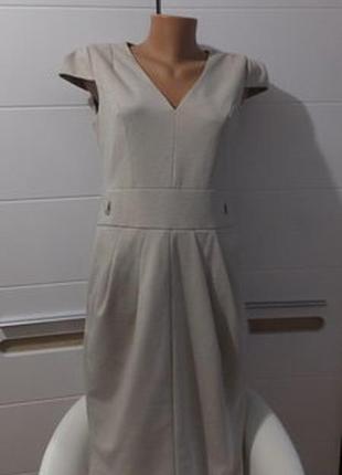 Базове бежеву сукню футляр сарафан next 10 м ділове літній сукня молочна6 фото