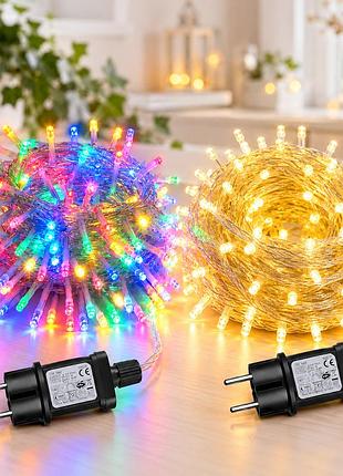 Гірлянда 500 led різнокольорова на білому дроті 220v / світлодіодна гірлянда-нитка