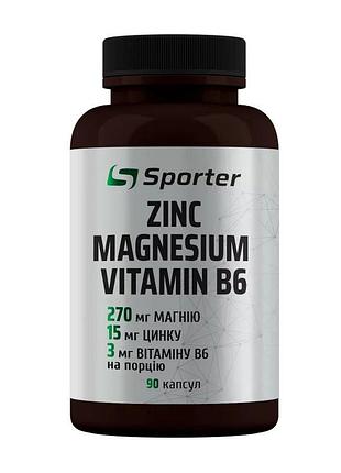 Zma цинк, магній і b6 для чоловіків, жінок, сну і спортсменів sporter zinc magnesium + vitamin b6 90 капсул