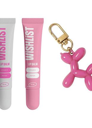 Wishlist набір бальзамів-блисків для губ crystal sorbet & sweet candy lip gloss balms + іграшка-брелок