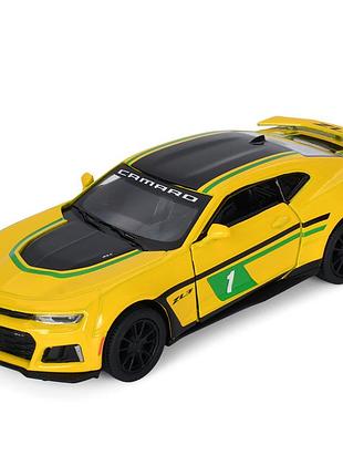 Детская модель машинки chevrolet camaro zl1 2017 kinsmart kt5399fw инерционная, 1:38 yellow