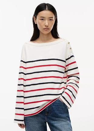 Жіночий лонгслів реглан розмір l-xl tommy hilfiger у смужку томмі хілфігер оригінал