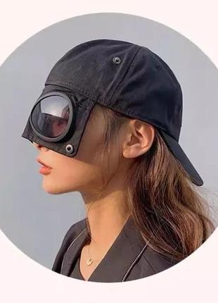 Кепка бейсболка с маской солнцезащитные очки hande made черная, унисекс