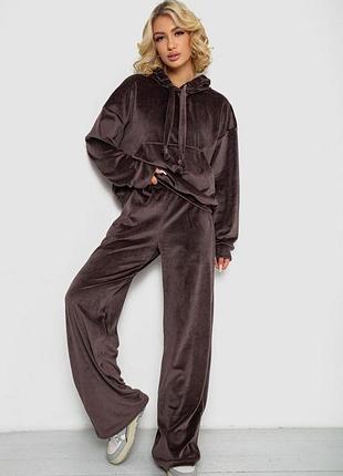 Спортивный костюм женский велюровый, цвет коричневый, 241r2001-20 s