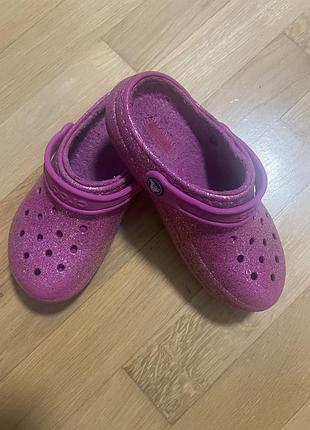 Рожеві утеплені crocs  30-31 розмір