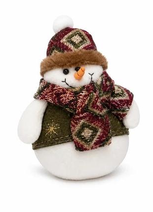 Игрушка на елку снеговик 2584 коричневый с бордовым