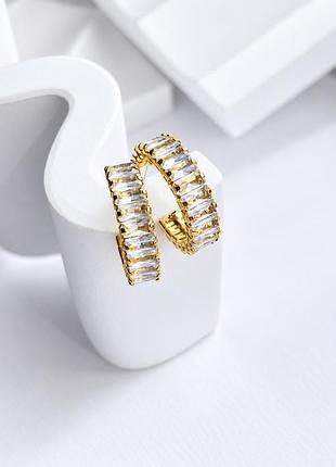 Серьги-конго в стиле tiffany, цвет - лимонное золото, с брендовым мешочком