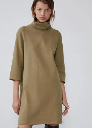 Оливкова жіноча коротка сукня zara