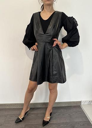 Сукня сарафан еко шкіра чорна shein xs/s