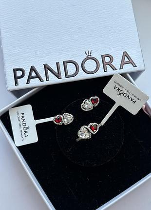 Набір прикрас «ореол сердечок» pandora, срібло 925 проби, коробка та мішечок 16