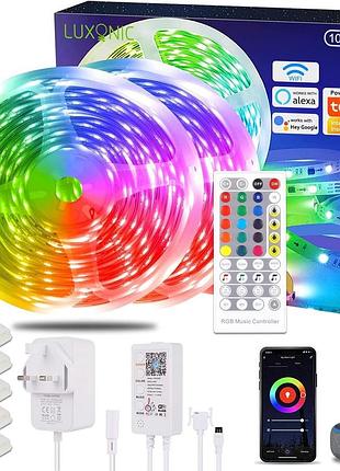 Luxonic led лента 30 м с пультом дистанционного управления wi-fi rgb с изменением цвета, умные светодиодные ленты,