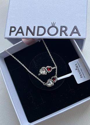 Набор «ореол сердечек» pandora: колье и кольца 925 пробы 19