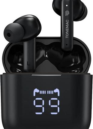 Бездротові навушники tonemac w28: bluetooth 5.3, 48 годин автономної роботи, світлодіодний дисплей, зарядний футляр, сумісний зі