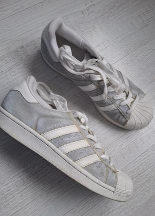 Оригинальные кроссовки adidas superstar "silver glitter" / серебристые глиттерные кеды винтаж