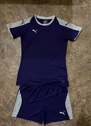 Спортивний костюм puma фіолетовий з футболкою та шортами