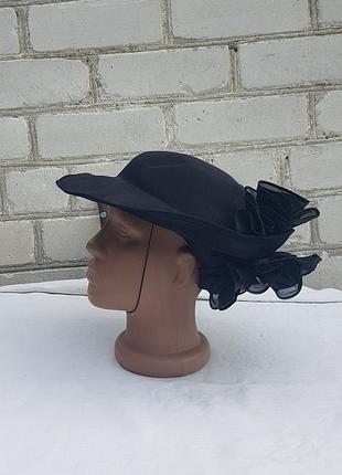 Черная винтажная шляпа с бантом kangol