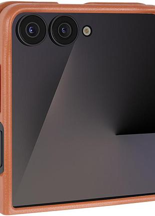 Шкіряний чохол leather case (aaa) для samsung galaxy z flip7 brown