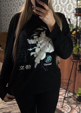 Лонгслів жіночий чорний з аніме принтом dragon ball